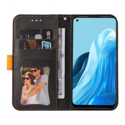 Lacné Kryty | Peňaženkové puzdro Stitching čierno-oranžové – Oppo Reno 7 5G (Reno7 5G) | Lacné Kryty