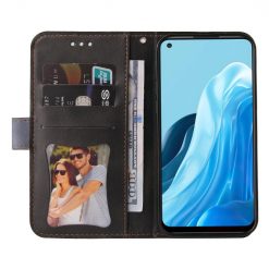 Lacné Kryty | Peňaženkové puzdro Stitching čierno-sivé – Oppo Reno 7 5G (Reno7 5G) | Lacné Kryty
