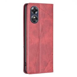 Lacné Kryty | Knižkové puzdro Rhombus červené – Oppo A17 | Lacné Kryty