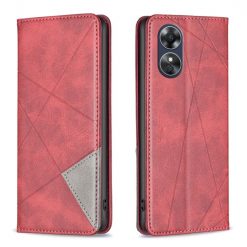 Lacné Kryty | Knižkové puzdro Rhombus červené – Oppo A17 | Lacné Kryty