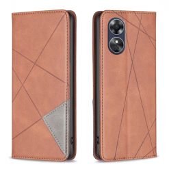 Lacné Kryty | Knižkové puzdro Rhombus hnedé – Oppo A17 | Lacné Kryty
