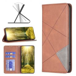 Knižkové puzdro Rhombus hnedé – Vivo Y35 | Lacné Kryty Lacné Kryty | Knižkové puzdro Rhombus hnedé – Vivo Y35 | Lacné Kryty