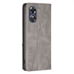 Lacné Kryty | Knižkové puzdro Rhombus sivé – Oppo A17 | Lacné Kryty