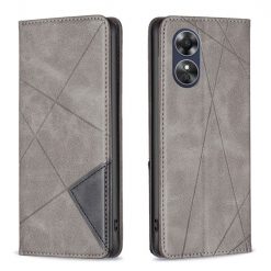 Lacné Kryty | Knižkové puzdro Rhombus sivé – Oppo A17 | Lacné Kryty