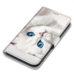 Lacné Kryty | Knižkové puzdro Trendy Cross case Biela mačka – Samsung Galaxy A22 5G | Lacné Kryty