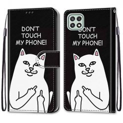 Lacné Kryty | Knižkové puzdro Trendy Cross case Don’t touch my phone – Samsung Galaxy A22 5G | Lacné Kryty