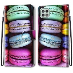 Lacné Kryty | Knižkové puzdro Trendy Cross case Makrónky – Samsung Galaxy A22 5G | Lacné Kryty