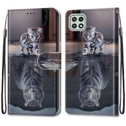 Lacné Kryty | Knižkové puzdro Trendy Cross case Malý tiger – Samsung Galaxy A22 5G | Lacné Kryty
