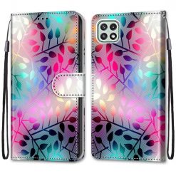 Lacné Kryty | Knižkové puzdro Trendy Cross case Pestrofarebné listy – Samsung Galaxy A22 5G | Lacné Kryty