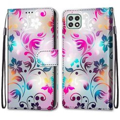 Lacné Kryty | Knižkové puzdro Trendy Cross case Pestrofarebný kvet – Samsung Galaxy A22 5G | Lacné Kryty