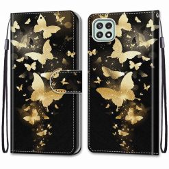 Knižkové puzdro Trendy Cross case Zlaté motýle – Samsung Galaxy A22 5G | Lacné Kryty Lacné Kryty | Knižkové puzdro Trendy Cross case Zlaté motýle – Samsung Galaxy A22 5G | Lacné Kryty