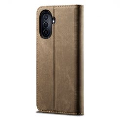 Lacné Kryty | Peňaženkové puzdro Denim Texture svetlohnedé – Huawei Nova Y70 | Lacné Kryty
