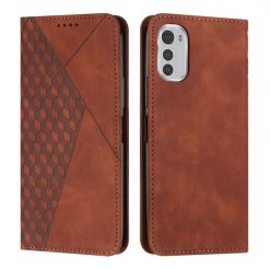 Lacné Kryty | Peňaženkové puzdro Diamond Pattern case hnedé – Motorola Moto E32 / E32s | Lacné Kryty