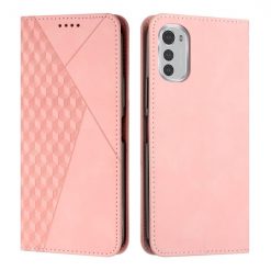 Lacné Kryty | Peňaženkové puzdro Diamond Pattern case ružové – Motorola Moto E32 / E32s | Lacné Kryty