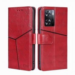 Lacné Kryty | Peňaženkové puzdro Geometric Stitching case červené – Oppo A57s | Lacné Kryty