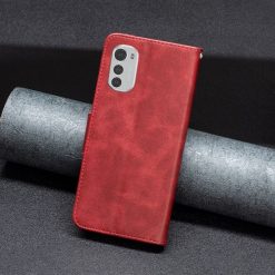 Lacné Kryty | Peňaženkové puzdro Retro Lambskin červené – Motorola Moto E32 / E32s | Lacné Kryty