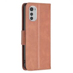 Peňaženkové puzdro Retro Lambskin hnedé – Motorola Moto E32 / E32s | Lacné Kryty Lacné Kryty | Peňaženkové puzdro Retro Lambskin hnedé – Motorola Moto E32 / E32s | Lacné Kryty