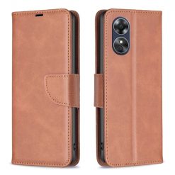 Lacné Kryty | Peňaženkové puzdro Retro Lambskin hnedé – Oppo A17 | Lacné Kryty