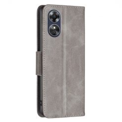 Lacné Kryty | Peňaženkové puzdro Retro Lambskin sivé – Oppo A17 | Lacné Kryty