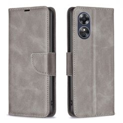 Lacné Kryty | Peňaženkové puzdro Retro Lambskin sivé – Oppo A17 | Lacné Kryty
