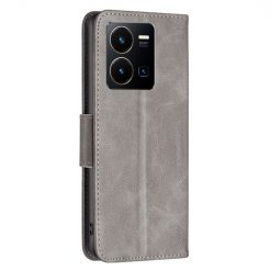 Lacné Kryty | Peňaženkové puzdro Retro Lambskin sivé – Vivo Y35 | Lacné Kryty