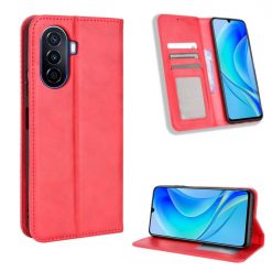 Lacné Kryty | Peňaženkové puzdro Retro Leather červené – Huawei Nova Y70 | Lacné Kryty