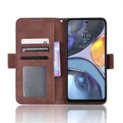 Lacné Kryty | Peňaženkové puzdro Slots case hnedé – Motorola Moto E32 / E32s | Lacné Kryty