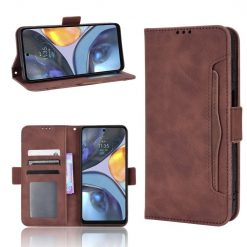 Lacné Kryty | Peňaženkové puzdro Slots case hnedé – Motorola Moto E32 / E32s | Lacné Kryty