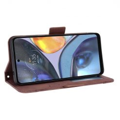 Lacné Kryty | Peňaženkové puzdro Slots case hnedé – Motorola Moto E32 / E32s | Lacné Kryty