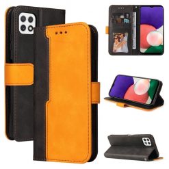 Peňaženkové puzdro Stitching čierno-oranžové – Samsung Galaxy A22 5G | Lacné Kryty Lacné Kryty | Peňaženkové puzdro Stitching čierno-oranžové – Samsung Galaxy A22 5G | Lacné Kryty
