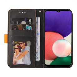 Peňaženkové puzdro Stitching čierno-oranžové – Samsung Galaxy A22 5G | Lacné Kryty Lacné Kryty | Peňaženkové puzdro Stitching čierno-oranžové – Samsung Galaxy A22 5G | Lacné Kryty