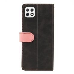 Peňaženkové puzdro Stitching čierno-ružové – Samsung Galaxy A22 5G | Lacné Kryty Lacné Kryty | Peňaženkové puzdro Stitching čierno-ružové – Samsung Galaxy A22 5G | Lacné Kryty