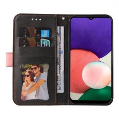 Peňaženkové puzdro Stitching čierno-ružové – Samsung Galaxy A22 5G | Lacné Kryty Lacné Kryty | Peňaženkové puzdro Stitching čierno-ružové – Samsung Galaxy A22 5G | Lacné Kryty