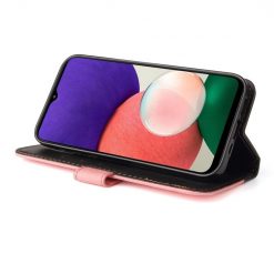 Peňaženkové puzdro Stitching čierno-ružové – Samsung Galaxy A22 5G | Lacné Kryty Lacné Kryty | Peňaženkové puzdro Stitching čierno-ružové – Samsung Galaxy A22 5G | Lacné Kryty