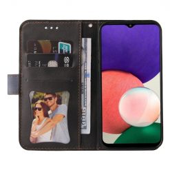 Lacné Kryty | Peňaženkové puzdro Stitching čierno-sivé – Samsung Galaxy A22 5G | Lacné Kryty