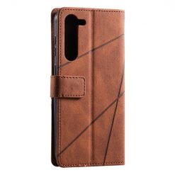 Lacné Kryty | Knižkové puzdro Rhombus hnedé – Samsung Galaxy S23 | Lacné Kryty