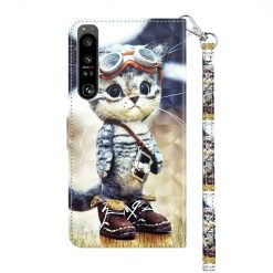 Lacné Kryty | Knižkové puzdro Trendy Cross case Mačka – Sony Xperia 1 IV | Lacné Kryty