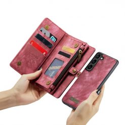 Lacné Kryty | Multifunkčné peňaženkové puzdro CaseMe Detachable červené – Samsung Galaxy S23+ (S23 Plus) | Lacné Kryty