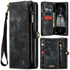 Lacné Kryty | Multifunkčné peňaženkové puzdro CaseMe Detachable čierne – Samsung Galaxy S23 Ultra | Lacné Kryty