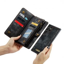 Lacné Kryty | Multifunkčné peňaženkové puzdro CaseMe Detachable čierne – Samsung Galaxy S23 Ultra | Lacné Kryty