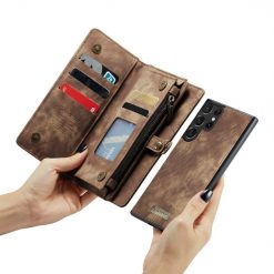 Multifunkčné peňaženkové puzdro CaseMe Detachable hnedé – Samsung Galaxy S23 Ultra | Lacné Kryty Lacné Kryty | Multifunkčné peňaženkové puzdro CaseMe Detachable hnedé – Samsung Galaxy S23 Ultra | Lacné Kryty