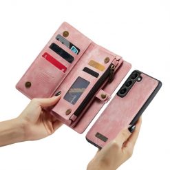 Lacné Kryty | Multifunkčné peňaženkové puzdro CaseMe Detachable ružové – Samsung Galaxy S23 | Lacné Kryty