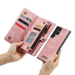 Multifunkčné peňaženkové puzdro CaseMe Detachable ružové – Samsung Galaxy S23 Ultra | Lacné Kryty Lacné Kryty | Multifunkčné peňaženkové puzdro CaseMe Detachable ružové – Samsung Galaxy S23 Ultra | Lacné Kryty