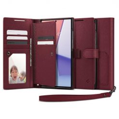 Lacné Kryty | Peňaženkové puzdro Spigen WALLET „S“ PLUS bordové – Samsung Galaxy S23 Ultra | Lacné Kryty