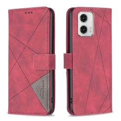 Lacné Kryty | Knižkové puzdro Rhombus červené – Motorola Moto G73 5G | Lacné Kryty