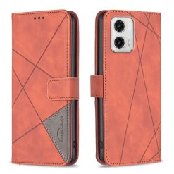 Lacné Kryty | Knižkové puzdro Rhombus hnedé – Motorola Moto G73 5G | Lacné Kryty