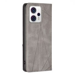 Knižkové puzdro Rhombus sivé – Motorola Moto G13 / G23 / G53 5G | Lacné Kryty Lacné Kryty | Knižkové puzdro Rhombus sivé – Motorola Moto G13 / G23 / G53 5G | Lacné Kryty