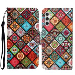 Lacné Kryty | Knižkové puzdro Trendy Cross case Farebné mandaly – Samsung Galaxy A54 5G | Lacné Kryty