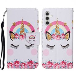 Lacné Kryty | Knižkové puzdro Trendy Cross case Zlatý jednorožec – Samsung Galaxy A34 5G | Lacné Kryty