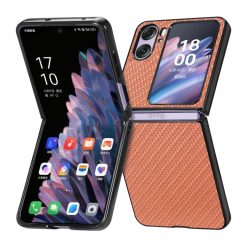 Lacné Kryty | Kryt Carbon Fiber hnedý – Oppo Find N2 Flip | Lacné Kryty
